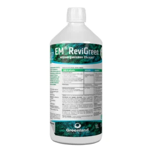 Uma garrafa de EM ReviGreen: Uma solução poderosa para potenciar o crescimento das plantas e a saúde do solo. Aproveitando o poder dos microorganismos eficazes, este produto promove o desenvolvimento robusto das plantas, melhora a fertilidade do solo e aumenta a vitalidade geral das plantas.